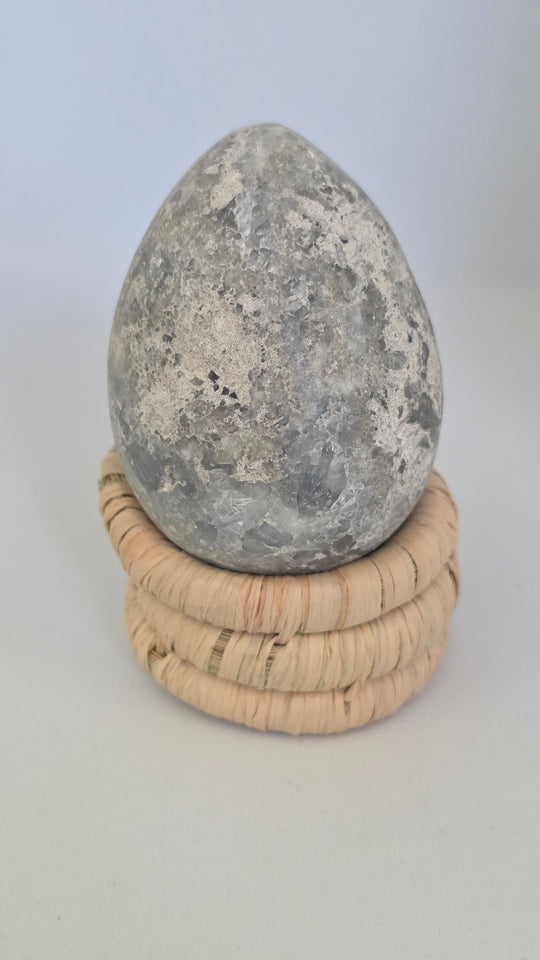 Celestite Crystal Egg Druzy Geode Polished 248g