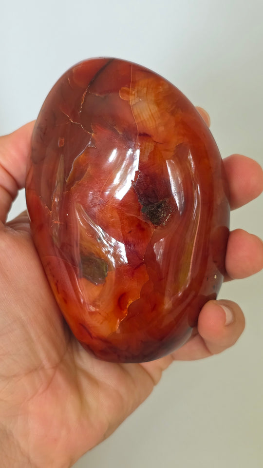 Carnelian Agate Freeform with Druzy – 539g | 4.25"