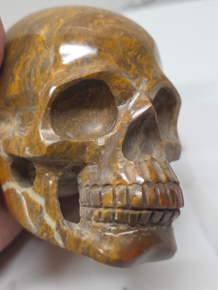 Ocean Jasper Skull Carving - 908g / 2lb