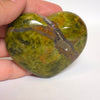 Green Opal Heart | Olive Green and Rust
