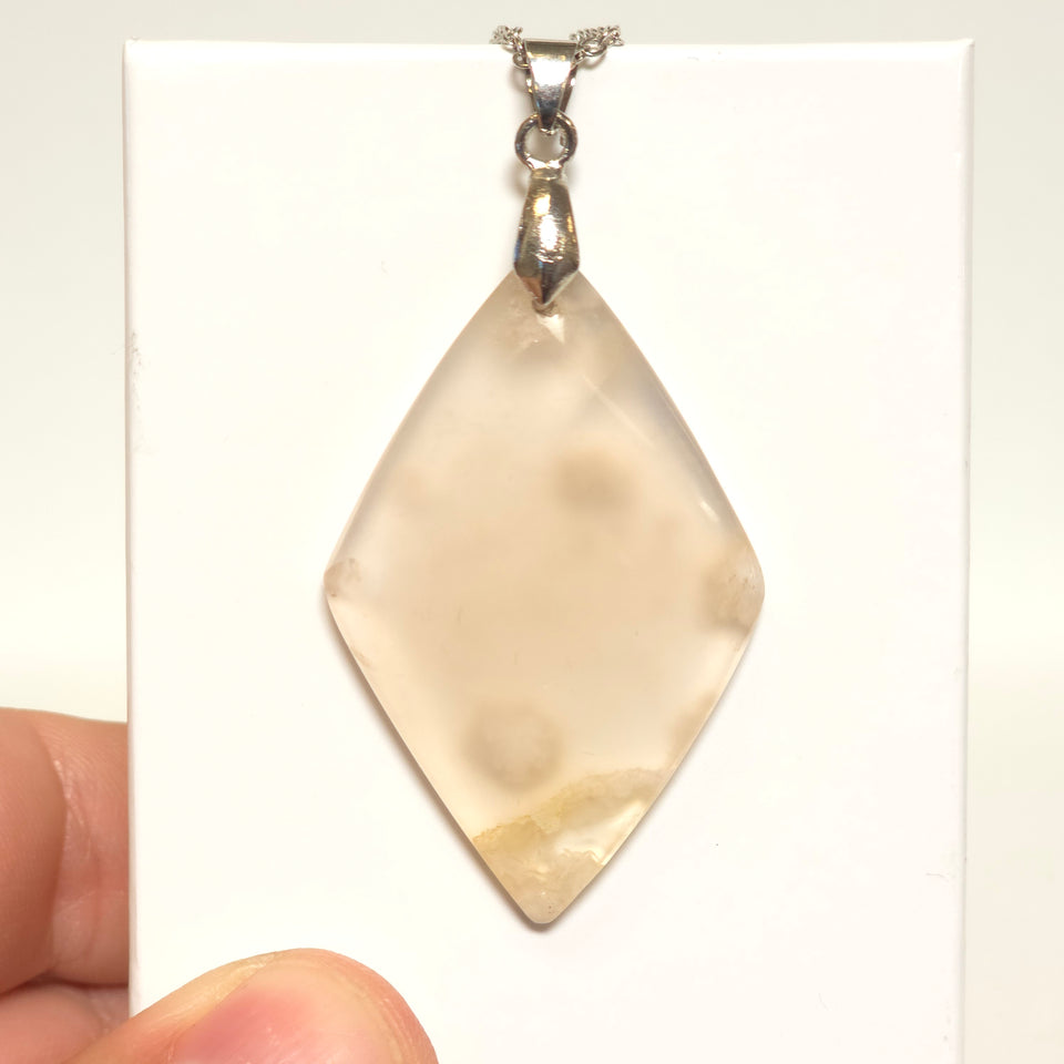 Flower Agate Diamond Pendant Necklace