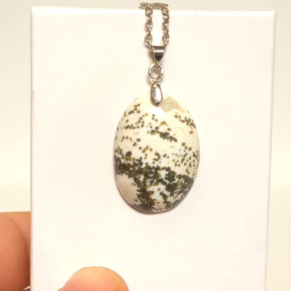 Ocean Jasper Oval Pendant Necklace