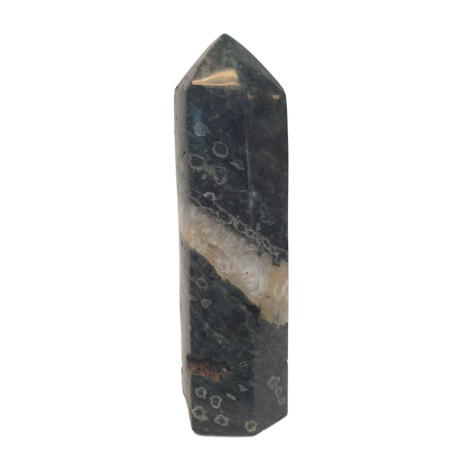 Kambaba Jasper Tower Point with Quartz Band | 1.35 lb