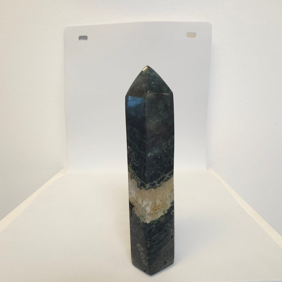 Kambaba Jasper Tower Point with Quartz Band | 1.35 lb