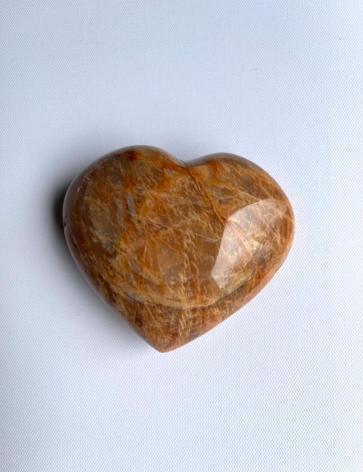 Large Peach Moonstone Heart